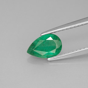0.69 ct Green Emerald Gemstone, Emerald Gem in Pear Facet Shape for Sale.