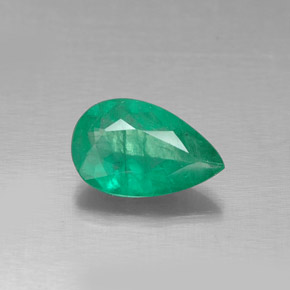0.65 ct Green Emerald Gemstone, Emerald Gem in Pear Facet Shape for Sale.