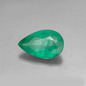 0.65 ct Green Emerald Stone, Natural Emerald in Pear Facet Shape for Sale