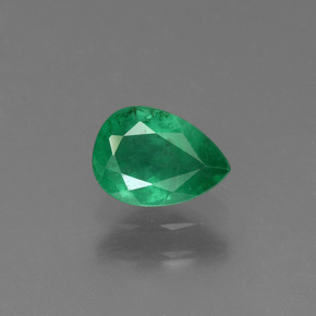 0.65 ct Green Emerald Gemstone, Emerald Gem in Pear Facet Shape for Sale.