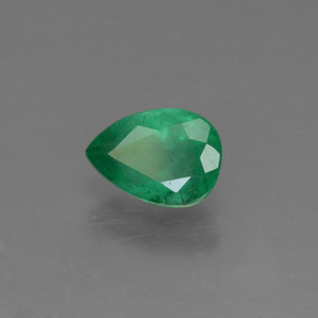 0.65 ct Green Emerald Stone, Natural Emerald in Pear Facet Shape for Sale
