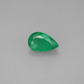 0.74 ct Green Emerald Gemstone, Emerald Gem in Pear Facet Shape for Sale.