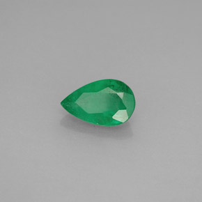 0.74 ct Green Emerald Stone, Natural Emerald in Pear Facet Shape for Sale