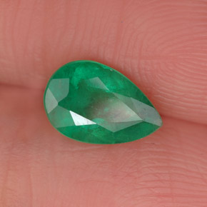 0.72 ct Green Emerald Stone, Natural Emerald in Pear Facet Shape for Sale