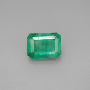 1.53 ct Green Emerald Gemstone, Emerald Gem in Octagon Facet Shape for Sale.