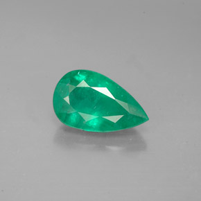 1.49 ct Green Emerald Gemstone, Emerald Gem in Pear Facet Shape for Sale.