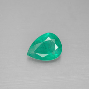 0.91 ct Green Emerald Gemstone, Emerald Gem in Pear Facet Shape for Sale.