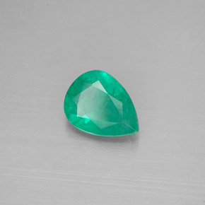 0.91 ct Green Emerald Stone, Natural Emerald in Pear Facet Shape for Sale