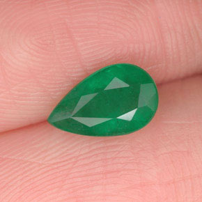 0.75 ct Green Emerald Gemstone, Emerald Gem in Pear Facet Shape for Sale.