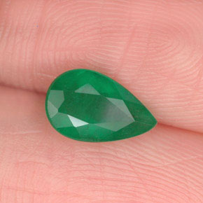 0.75 ct Green Emerald Stone, Natural Emerald in Pear Facet Shape for Sale