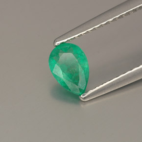 0.36 ct Green Emerald Stone, Natural Emerald in Pear Facet Shape for Sale