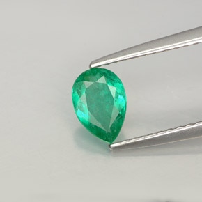 0.44 ct Green Emerald Stone, Natural Emerald in Pear Facet Shape for Sale