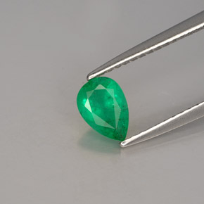 0.49 ct Green Emerald Stone, Natural Emerald in Pear Facet Shape for Sale
