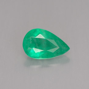 0.69 ct Green Emerald Gemstone, Emerald Gem in Pear Facet Shape for Sale.