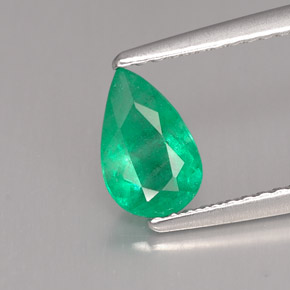 0.69 ct Green Emerald Stone, Natural Emerald in Pear Facet Shape for Sale