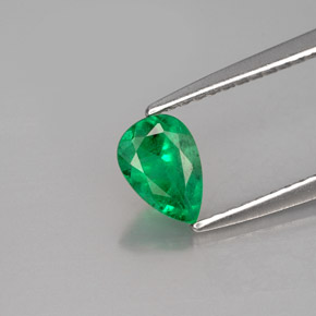 0.46 ct Green Emerald Stone, Natural Emerald in Pear Facet Shape for Sale