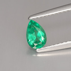 0.43 ct Green Emerald Stone, Natural Emerald in Pear Facet Shape for Sale