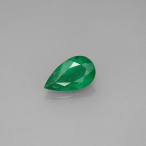 0.66 ct Green Emerald Gemstone, Emerald Gem in Pear Facet Shape for Sale.