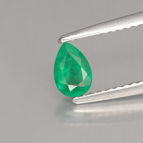 0.45 ct Green Emerald Stone, Natural Emerald in Pear Facet Shape for Sale