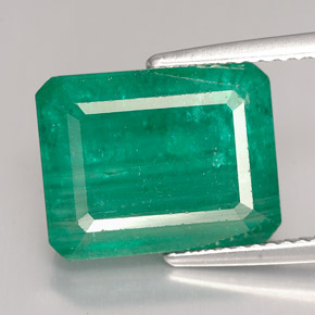 7.55 ct Green Emerald Gemstone, Emerald Gem in Octagon Facet Shape for Sale.