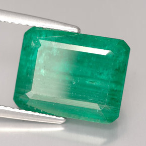 7.55 ct Green Emerald Stone, Natural Emerald in Octagon Facet Shape for Sale