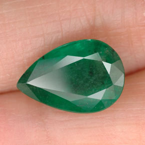 2.66 ct Green Emerald Stone, Natural Emerald in Pear Facet Shape for Sale