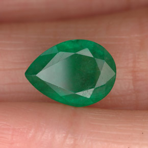 2.32 ct Green Emerald Stone, Natural Emerald in Pear Facet Shape for Sale