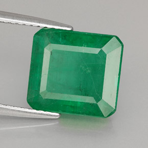 4.15 ct Green Emerald Stone, Natural Emerald in Octagon Facet Shape for Sale