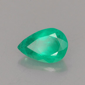 0.61 ct Green Emerald Stone, Natural Emerald in Pear Facet Shape for Sale