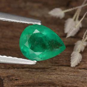 0.82 ct Green Emerald Gemstone, Emerald Gem in Pear Facet Shape for Sale.