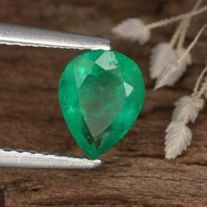 0.82 ct Green Emerald Stone, Natural Emerald in Pear Facet Shape for Sale