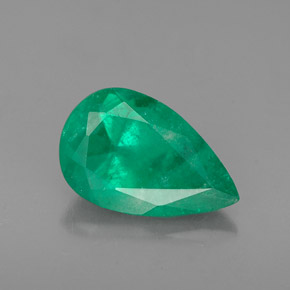 1.40 ct Green Emerald Gemstone, Emerald Gem in Pear Facet Shape for Sale.