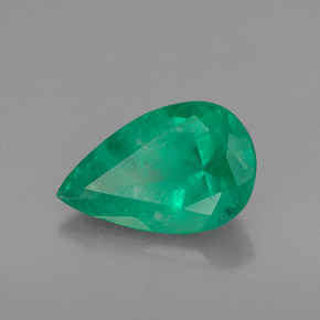 1.40 ct Green Emerald Stone, Natural Emerald in Pear Facet Shape for Sale