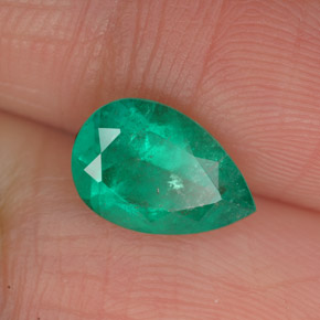 1.40 ct Green Emerald Gemstone, Emerald Gem in Pear Facet Shape for Sale.