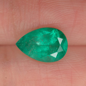 1.40 ct Green Emerald Stone, Natural Emerald in Pear Facet Shape for Sale