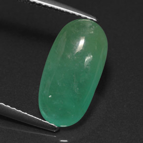 4.49 ct Green Emerald Gemstone, Emerald Gem in Oval Cabochon Shape for Sale.