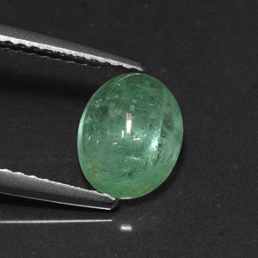 1.73 ct Green Emerald Gemstone, Emerald Gem in Oval Cabochon Shape for Sale.
