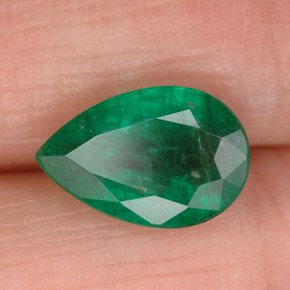 1.86 ct Green Emerald Stone, Natural Emerald in Pear Facet Shape for Sale
