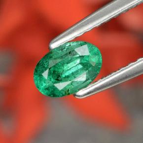 0.48 ct Green Emerald Gemstone, Emerald Gem in Oval Facet Shape for Sale.
