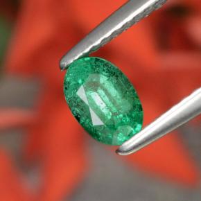0.48 ct Green Emerald Stone, Natural Emerald in Oval Facet Shape for Sale