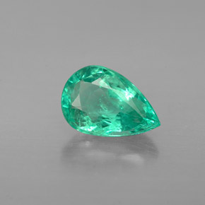 0.86 ct Green Emerald Gemstone, Emerald Gem in Pear Facet Shape for Sale.