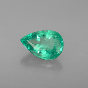 0.86 ct Green Emerald Stone, Natural Emerald in Pear Facet Shape for Sale