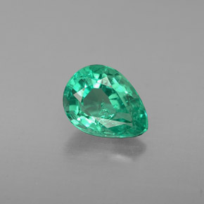 0.91 ct Green Emerald Gemstone, Emerald Gem in Pear Facet Shape for Sale.