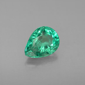 0.91 ct Green Emerald Stone, Natural Emerald in Pear Facet Shape for Sale