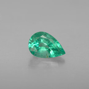 0.58 ct Green Emerald Gemstone, Emerald Gem in Pear Facet Shape for Sale.