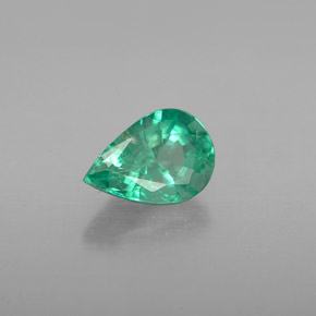 0.58 ct Green Emerald Stone, Natural Emerald in Pear Facet Shape for Sale