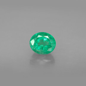 0.87 ct Green Emerald Gemstone, Emerald Gem in Oval Facet Shape for Sale.