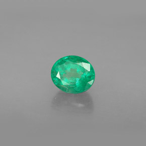 0.87 ct Green Emerald Stone, Natural Emerald in Oval Facet Shape for Sale
