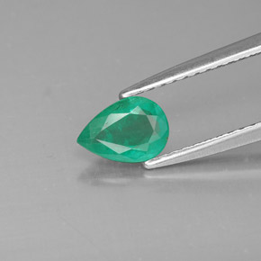 0.49 ct Green Emerald Gemstone, Emerald Gem in Pear Facet Shape for Sale.