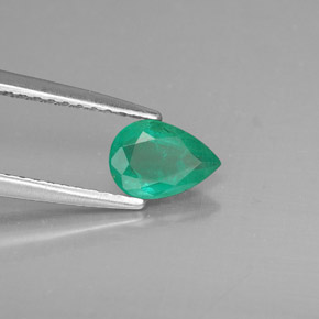 0.49 ct Green Emerald Stone, Natural Emerald in Pear Facet Shape for Sale